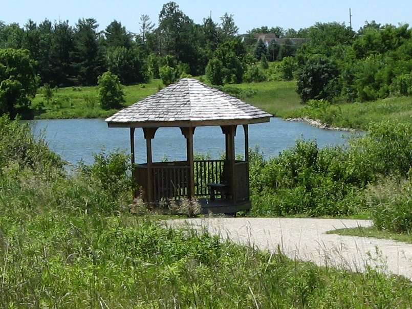 The gazebo at the north end of Waterworks Park.