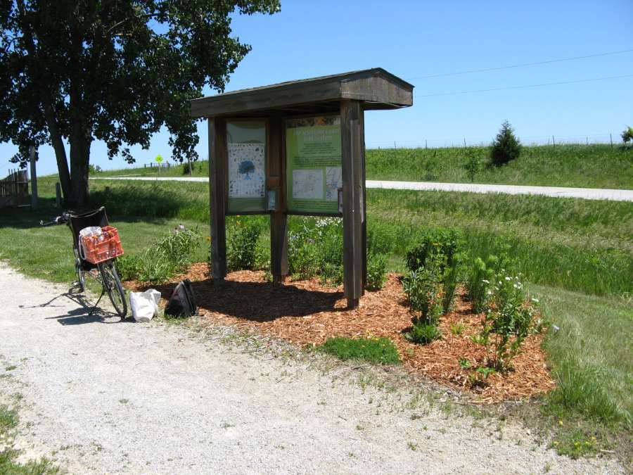 The kiosk at the parking lot off Pleasant Plain Road.