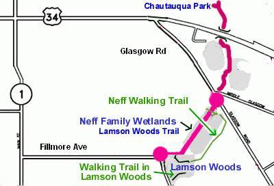 Lamson Woods/Neff wetlands Walking trails Map