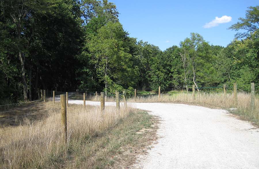 Entering Whitham Woods, still on the old railroad bed.