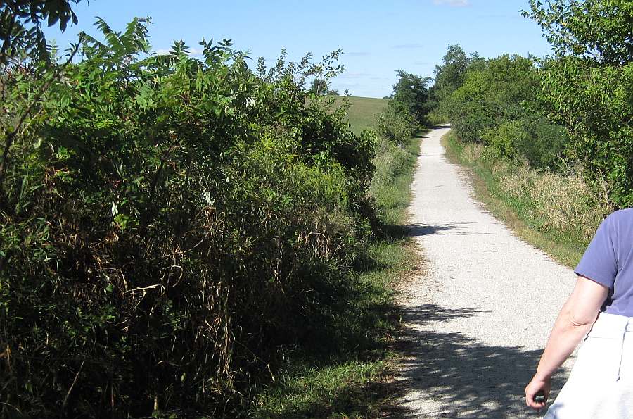 The trail goes gently uphill going north.