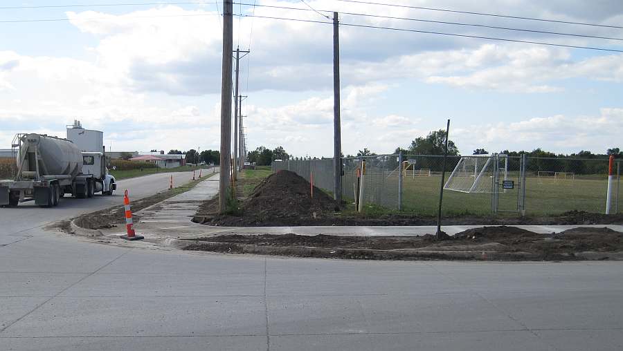 Looking back west along Grimes Ave. Here the trail turns and goes north on 23rd St.