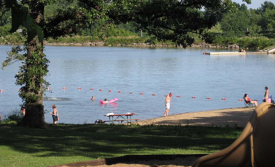 The swimming area in summer