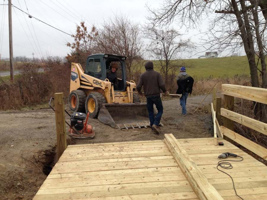 Ken and AJ putting down deck boards.  (Thur, Nov 21).