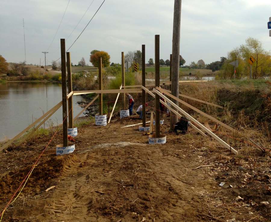 Looking east along Walton Road - uprights were installed by Schaus Vorhies Manufacturing (Oct 29).