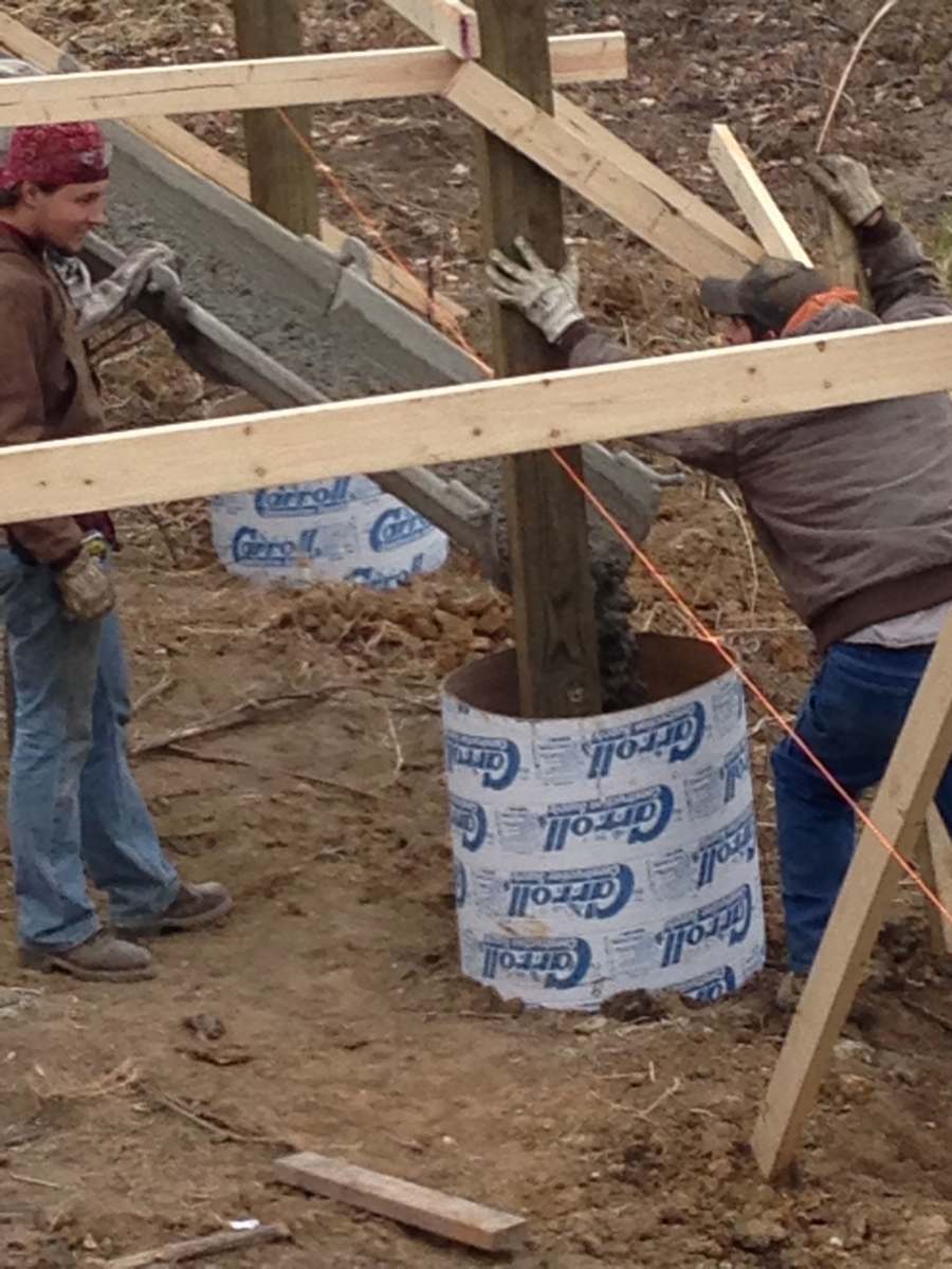 Concrete for the footings is being poured (Oct 29).