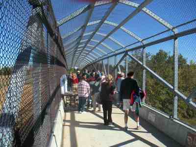 After the ribbon-cutting, the ceremony continues on the new Louden Bridge