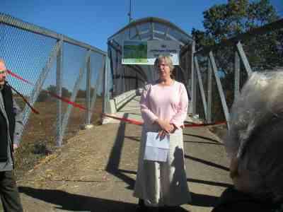 Judy Bales and Mark Shafer on the new Louden Bridge