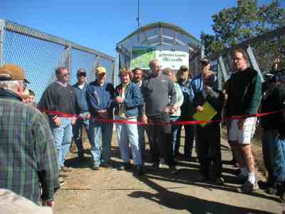 Getting ready for the ribbon-cutting, which will open the new Louden Bridge