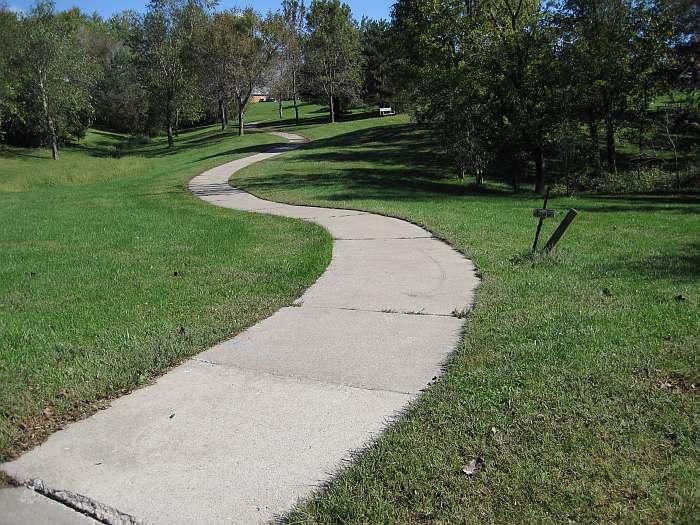 This sidewalk, on the other side of Dogwood Dr, connects to the Middle School.