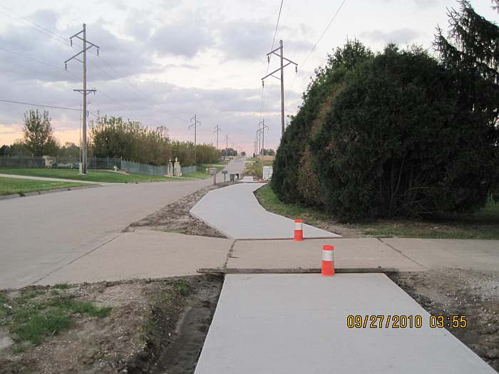 September, and the sidewalk has been extended further (looking north).