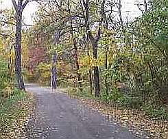 The Chautauqua Park back side driveway which was the original roadbed of the C B & Q railroad.