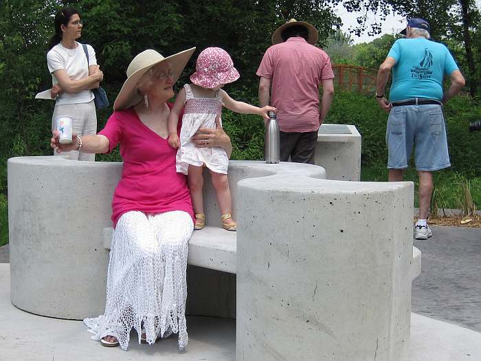 Fran Matkin waits with a granddaughter.