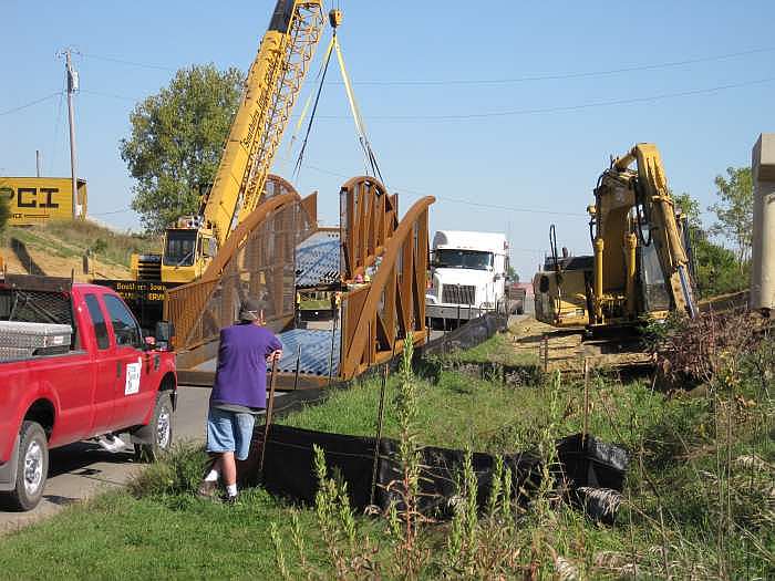 The bridge was built in a factory in two pieces, so it could be transported easily.