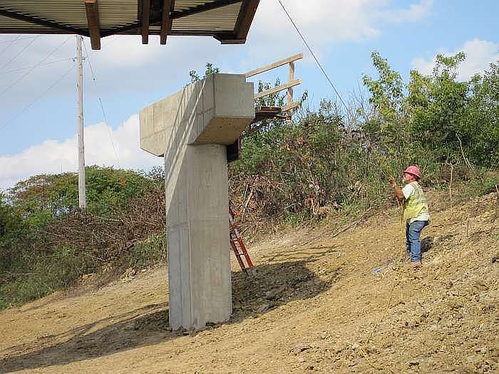 The east pier. The bridge will be bolted to the pier.