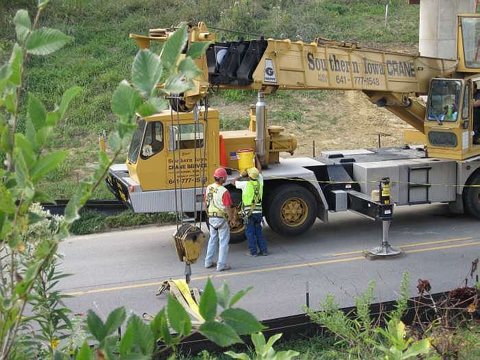 he crane is getting ready to leave.