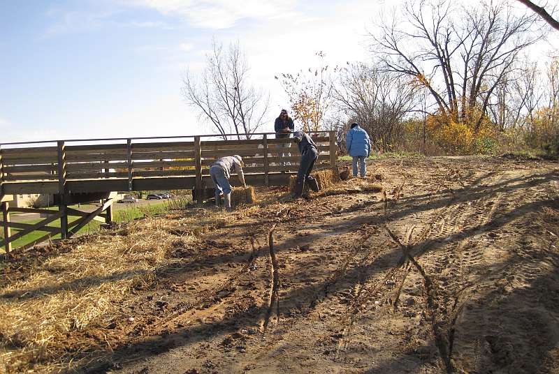 The day before the inauguration hay provided a walkway around the sticky Iowa mud.