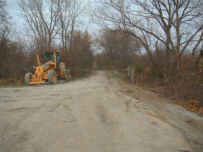 Looking east along the railroad roadbed.
