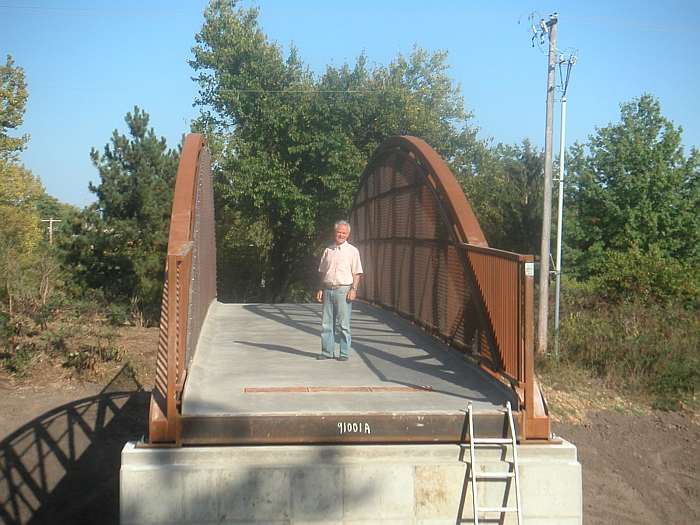 Ron Blair tries out the bridge.