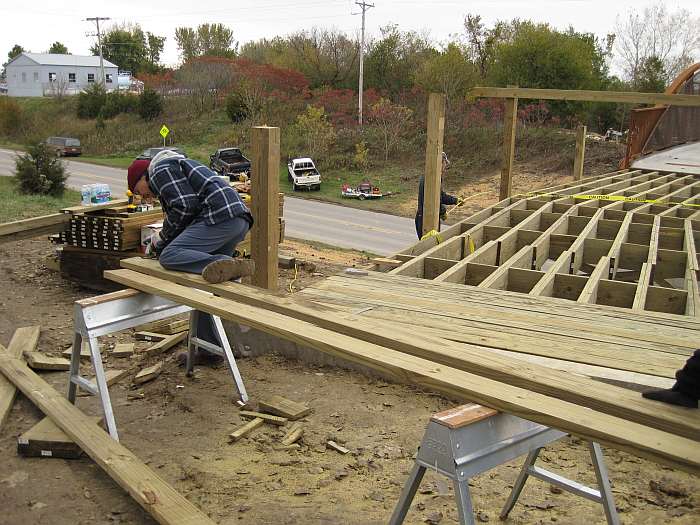 More bracing has to be installed before the decking can be nailed down.