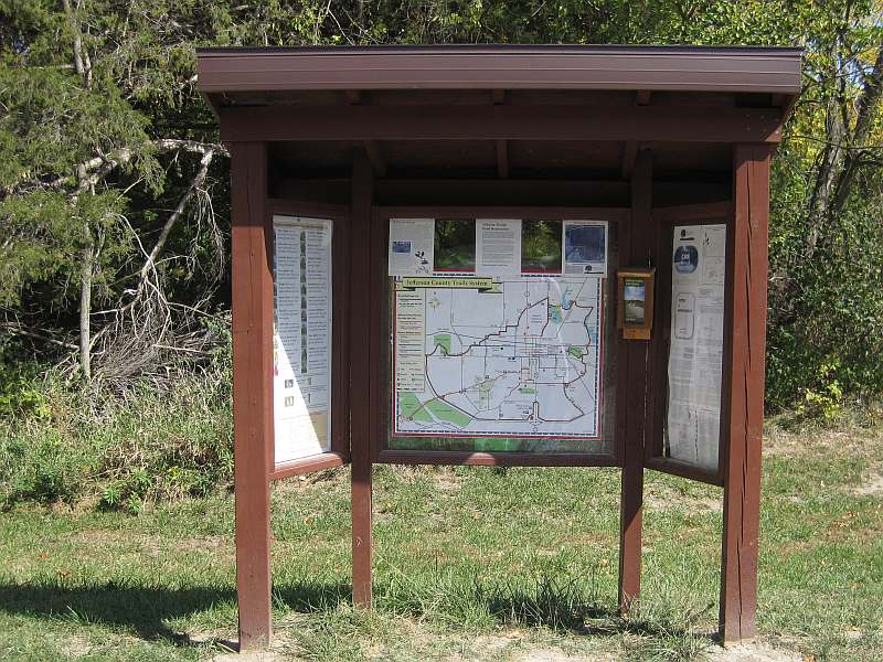 The kiosk has lots of information.