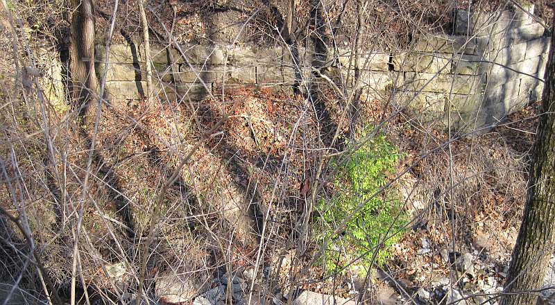 The bridge was built about 1858, and was abandoned in 1901 when the tracks moved north.