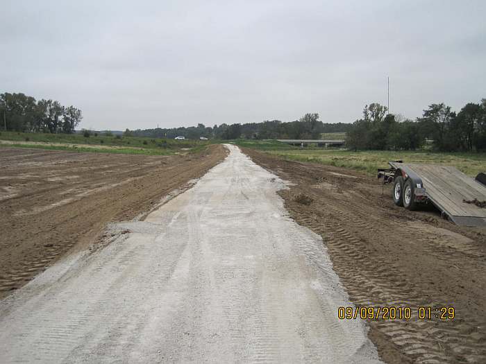 09-09-10 - Looking south towards Business Hwy 34 (Burlington Ave).  The top coat of lime chips was applied.