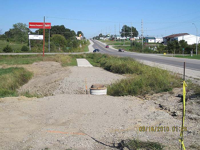 Looking east from Whitham Woods along Business Hwy 34.  A 18-foot bridge will be built here.