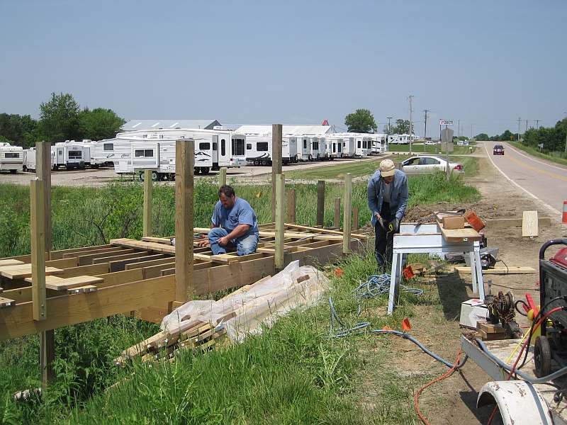 Brian and Jason Taylor working on blocking for north end of bridge.