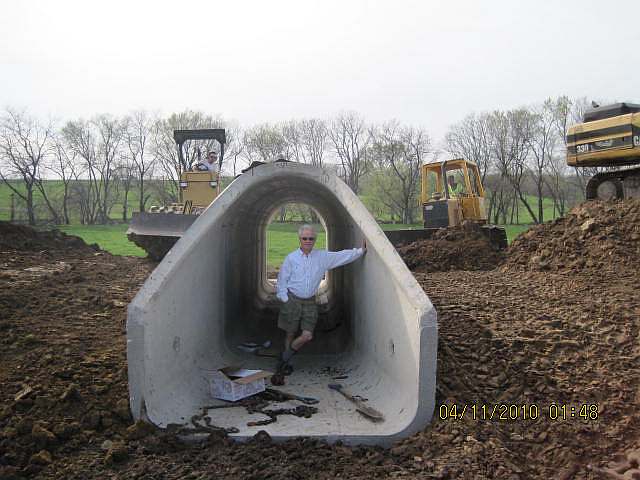 Ron Blair tries out the tunnel.