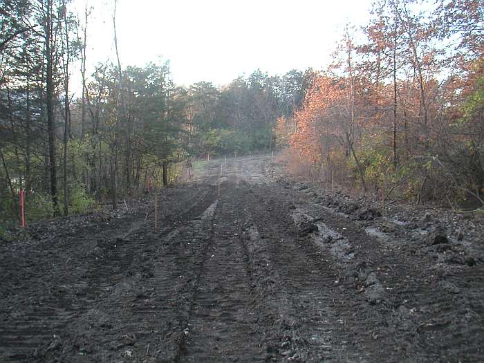 The lake is to the left.