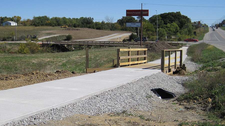 The small bridge across from Feslers Automall is also ready.